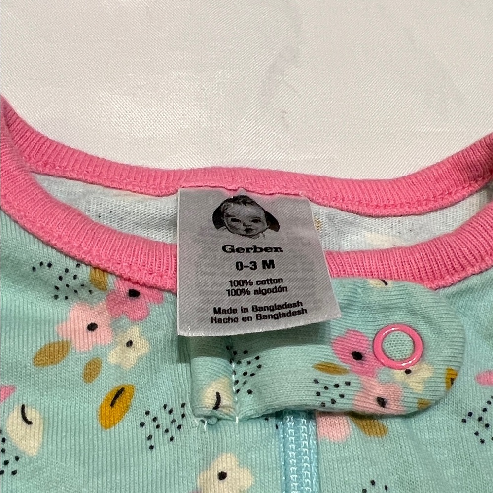 “Bundle 10/$13” Gerber 0-3M Floral baby girl One Piece bodysuit long sleeve - Picture 2 of 8